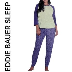 EDDIE BAUER | 2/$24 Women's Ultrasoft Pajama Set | Purple & White | Med, XXL